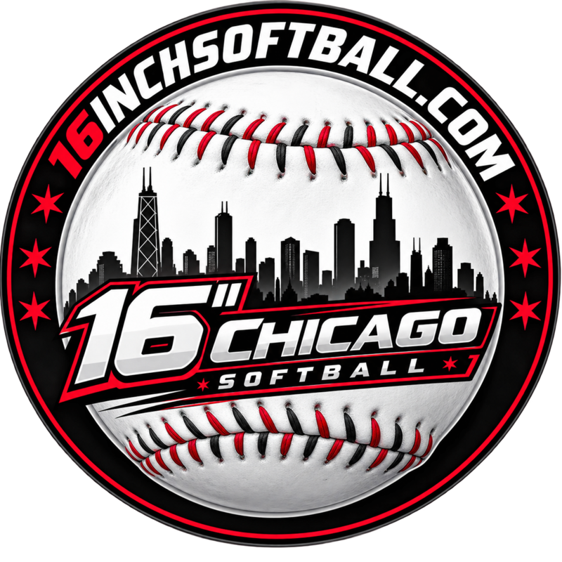 16 inch Chicago softball logo with city skyline